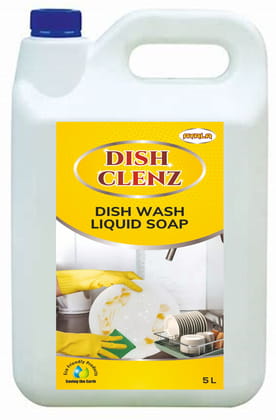 Dish Cleaner Liquid ( Dish Clenz- 5L - Citrus)- Superior Cleaning Power, Gentle on Hands, Eco-Friendly formula, Grease cutting, food odor elimination, suitable to all types of dishes