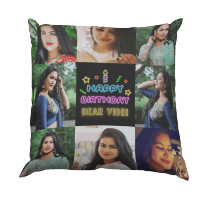 Happy Birthday Photo Collage Cushion