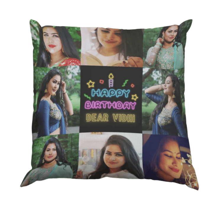 Happy Birthday Photo Collage Cushion