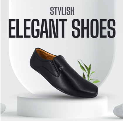 Black Synthetic Leather Moccasin Shoes for Men Black Synthetic Leather Moccasin Shoes for Men