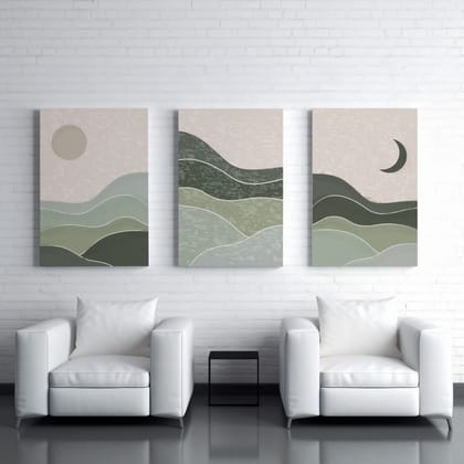 Rustic Charm Set of 3 Abstract Landscape Canvas Wall Painting for Living room, Office and Hotel | 16x24 inches Vertical Canvas Wall Frames for Home Interior and Decor |Abstract Clouds Rustic Charm Set of 3 Abstract Landscape Canvas Wall Painting for Living room, Office and Hotel | 16x24 inches Vertical Canvas Wall Frames for Home Interior and Decor |Abstract Clouds