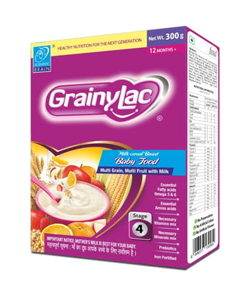 GrainyLac| Multi Grain Multi Fruit with Milk| For Children 12 Months & Above| Easy to Digest| Goodness of Apple, Strawberry, Banana, Orange|(Pack of 2) GrainyLac| Multi Grain Multi Fruit with Milk| For Children 12 Months & Above| Easy to Digest| Goodness of Apple, Strawberry, Banana, Orange|(Pack of 2)