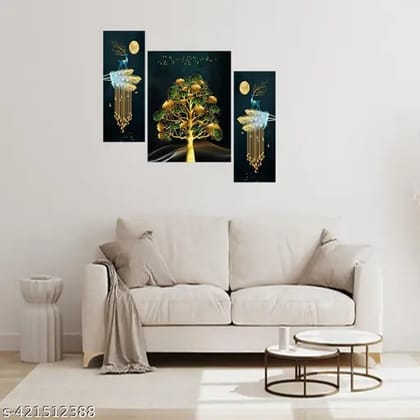 Aastha packers Set Of 3 Digital Wall Painting Scenery For Living Room , Home Decor , Hall , Bedroom ,Office , Drawing Room (12 x 18 INCHES).