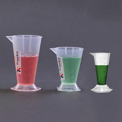 TRUEKIT Transparent Plastic Measuring Beaker Cup Conical Measure with Graduation Marks. TRUEKIT Transparent Plastic Measuring Beaker Cup Conical Measure with Graduation Marks.