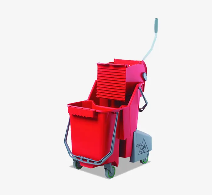 Unger Side-Press Restroom Mop Dual Bucket Combo, 30L, Plastic,gray