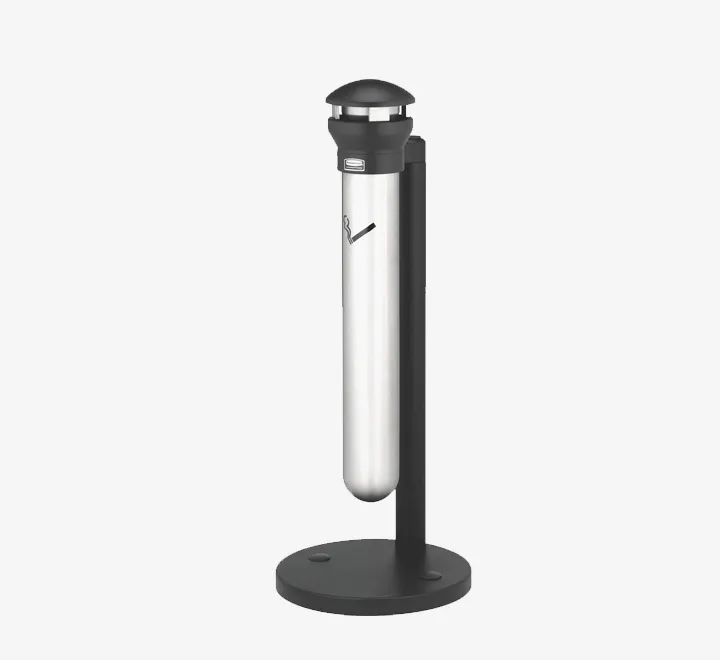 Rubbermaid Commercial Infinity Wall-Mount Smoker's Station, 3/5 Gallon, Silver/Black