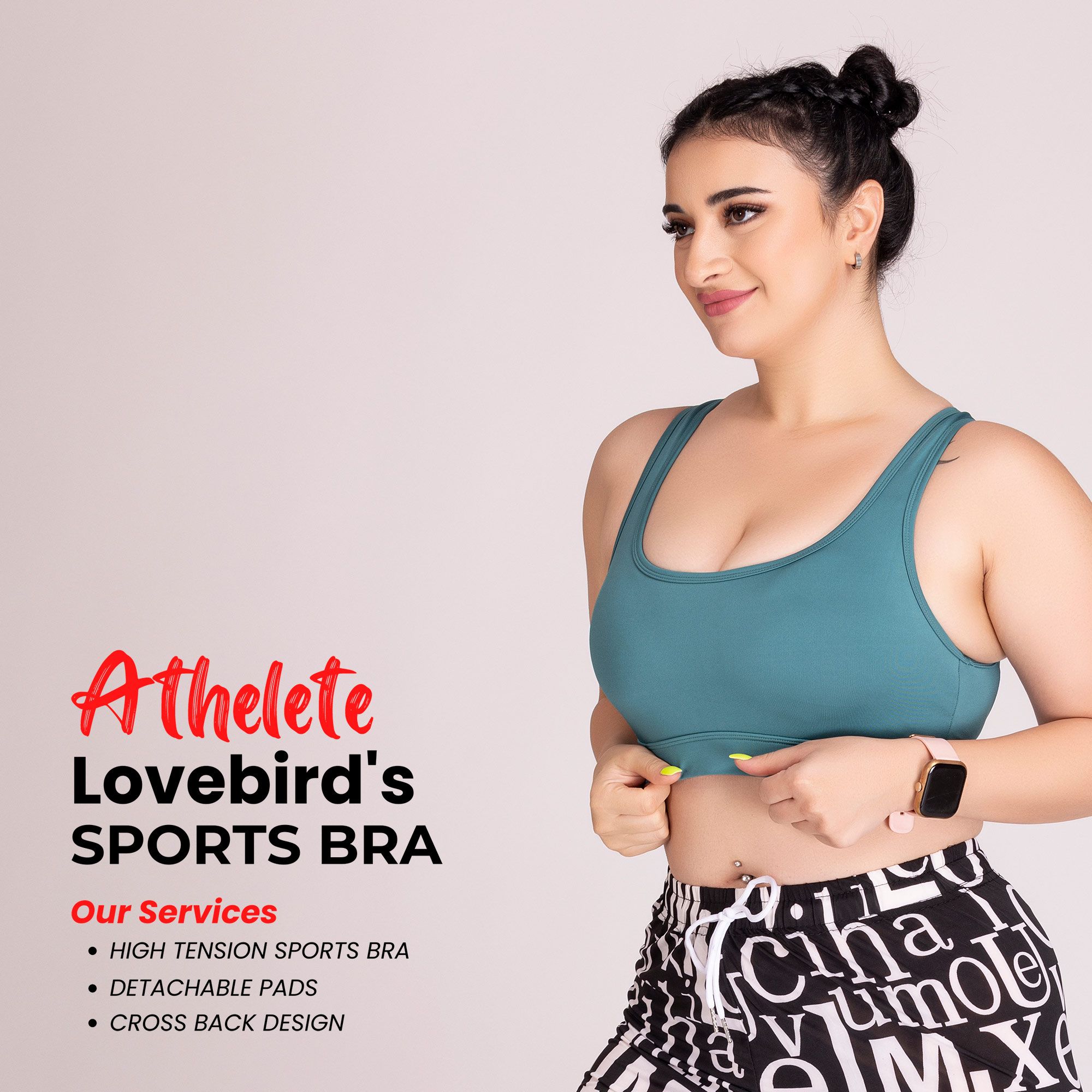 Lovebird Erika Sports Bra Yoga Top Non-Wired Padded Premium High Impact Fitness