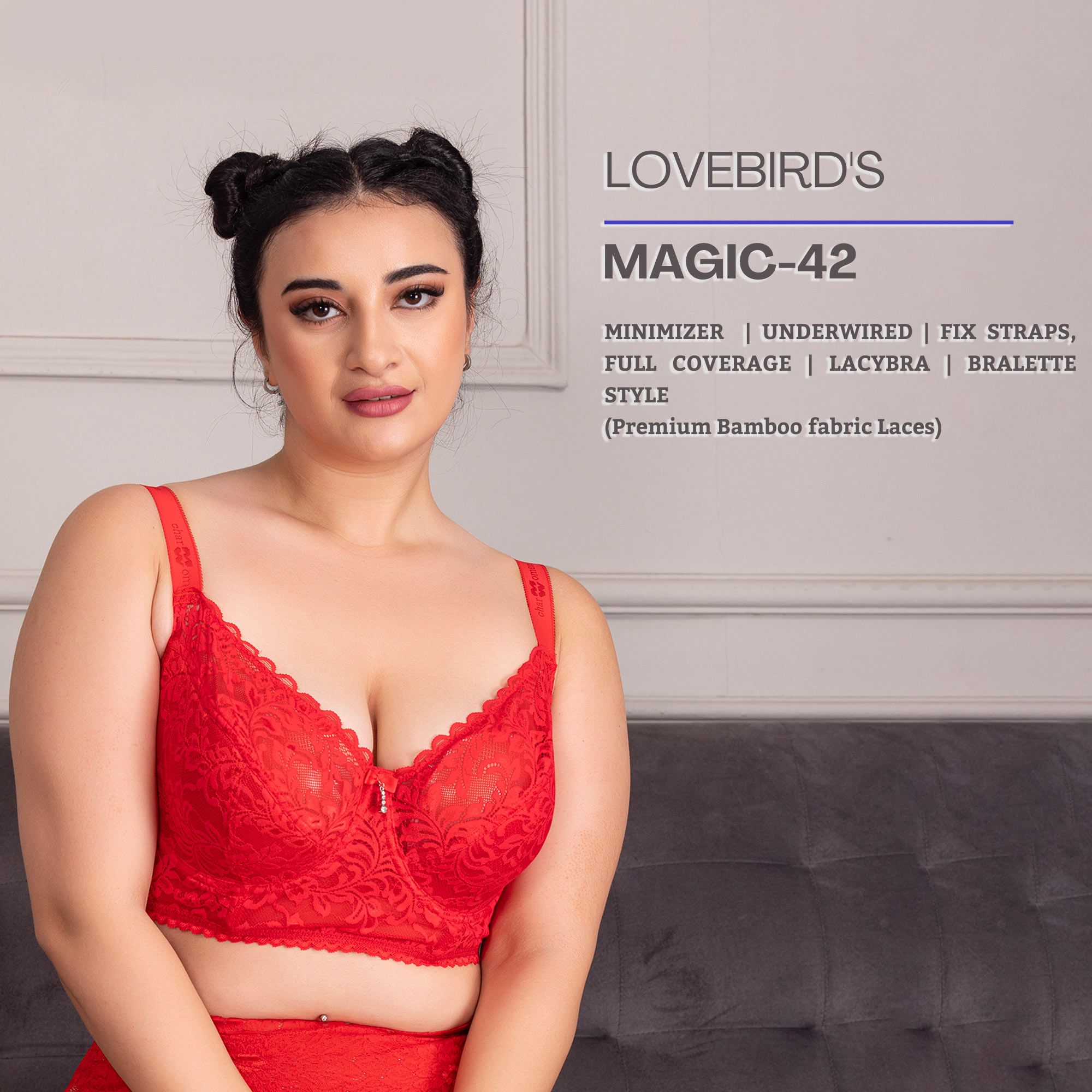 Lightly Padded Under Wired Full Coverage Bridal Bra In Red Color