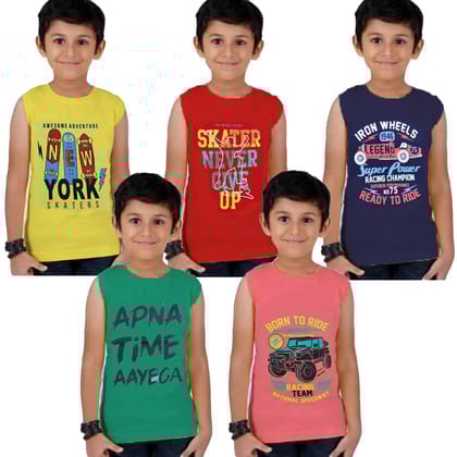 APN BOYS SLEEVELESS T-SHIRTS PACK OF (5)