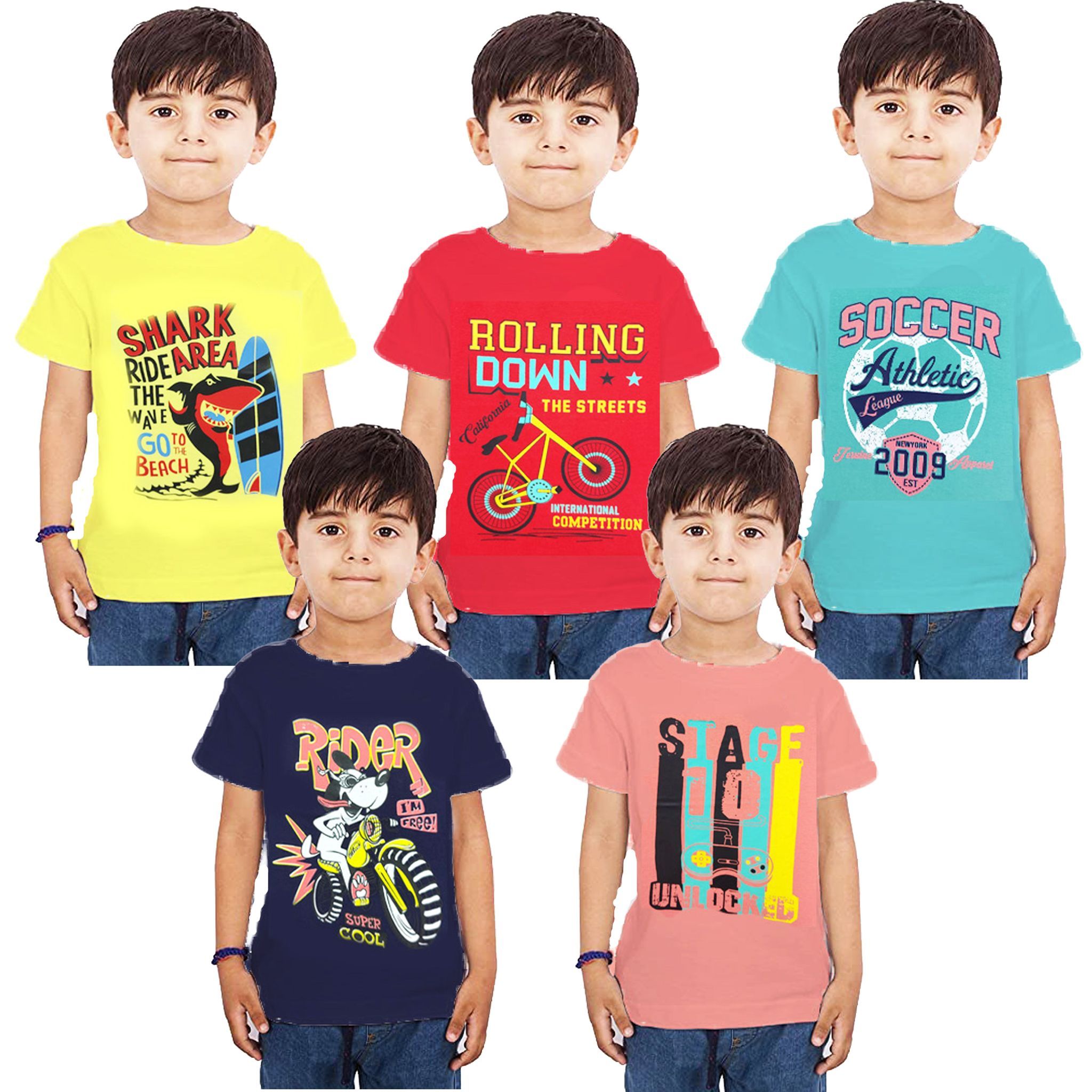 APN BOYS HALF SLEEVE T-SHIRTS PACK OF (5)