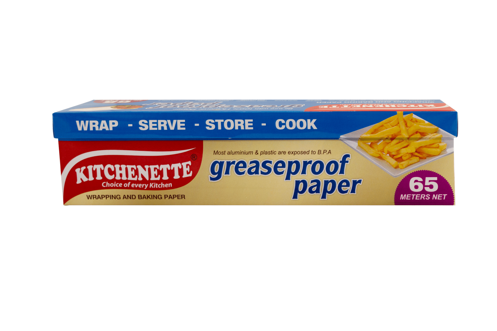 Kitchenette Food Wrapping Paper - 65 Meter & Baking and Cooking Parchment Paper - 65 Meter Combo | Family Pack | Non Stick | Fat Free Cooking | Food Grade | Microwave Safe | Butter Paper |
