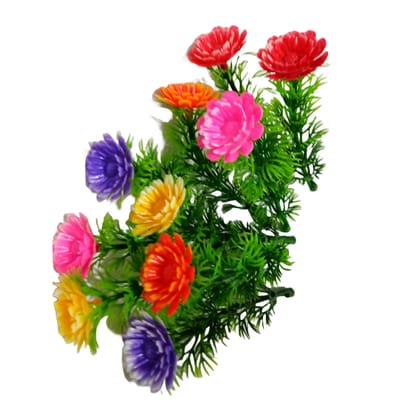 Beautiful Artificial multi color flowers with grass, For Home Decor, Bouquets Decor, Fish tank decoration or any Decorating Purposes and DIY Crafting. Pack of 10 PCS