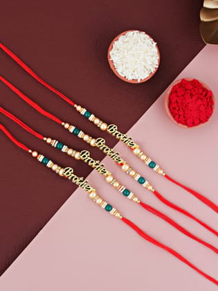 Lucky Jewellery Designer Rakhi - Rakshabandhan Pearl Rakhee Bracelet for Brother/Bhaiya/Bhai/Bhabhi Pack of 4 (102-CHR1-1964-4) Lucky Jewellery Designer Rakhi - Rakshabandhan Pearl Rakhee Bracelet for Brother/Bhaiya/Bhai/Bhabhi Pack of 4 (102-CHR1-1964-4)