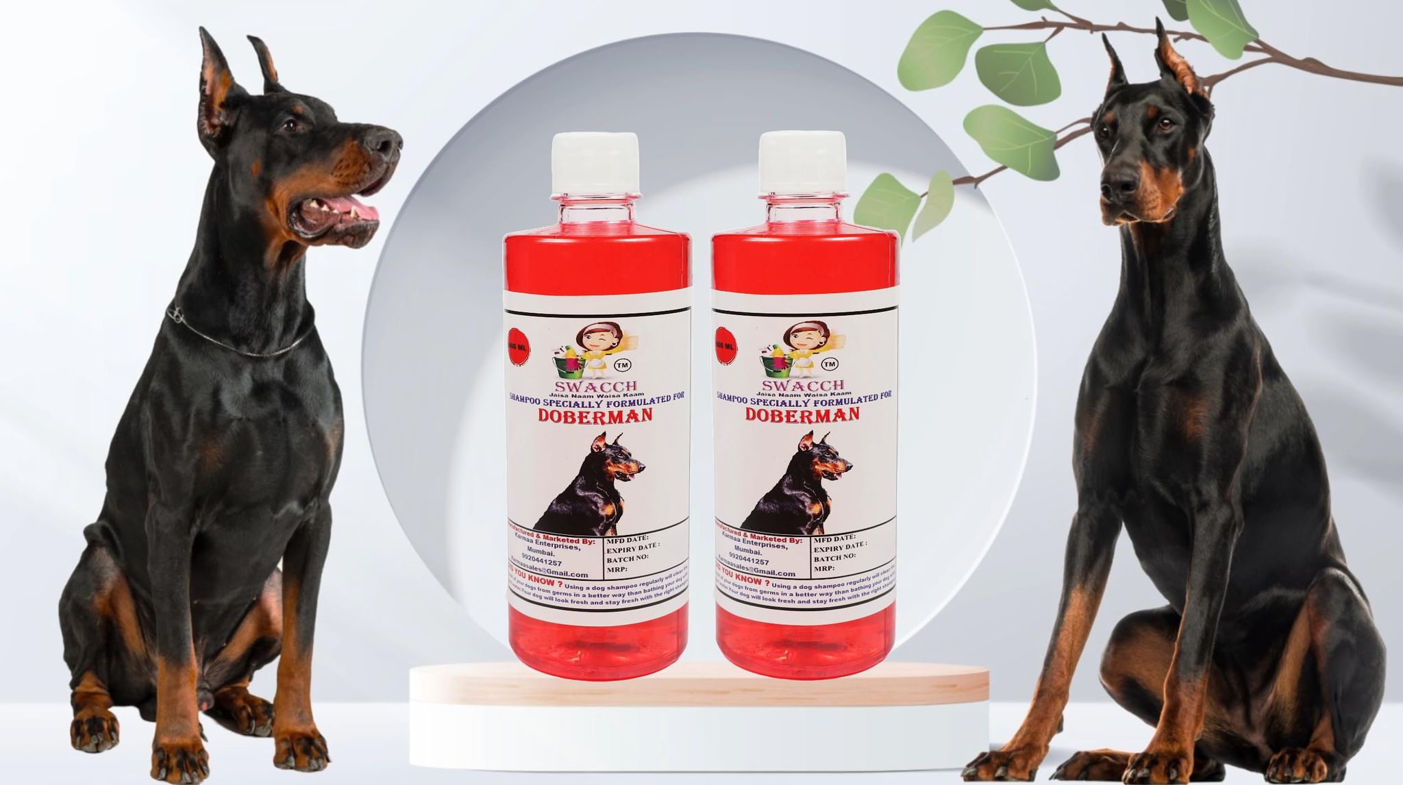 SWACCH Shampoo Specially FORMULATED for Doberman (500ML) (Combo Pack of 2) Strawberry