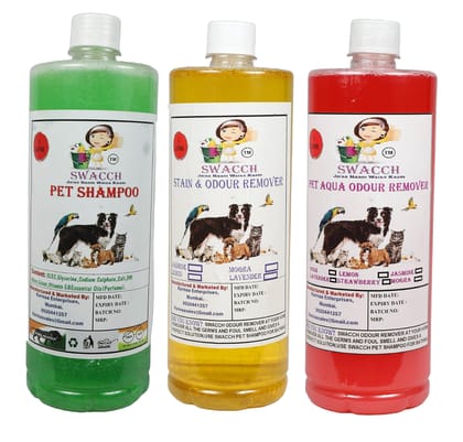 Swacch Shampoo (Neem Alovera) + Deodorizer (Lemon) + Stain Remover (Strawberry) 1 Litre Each