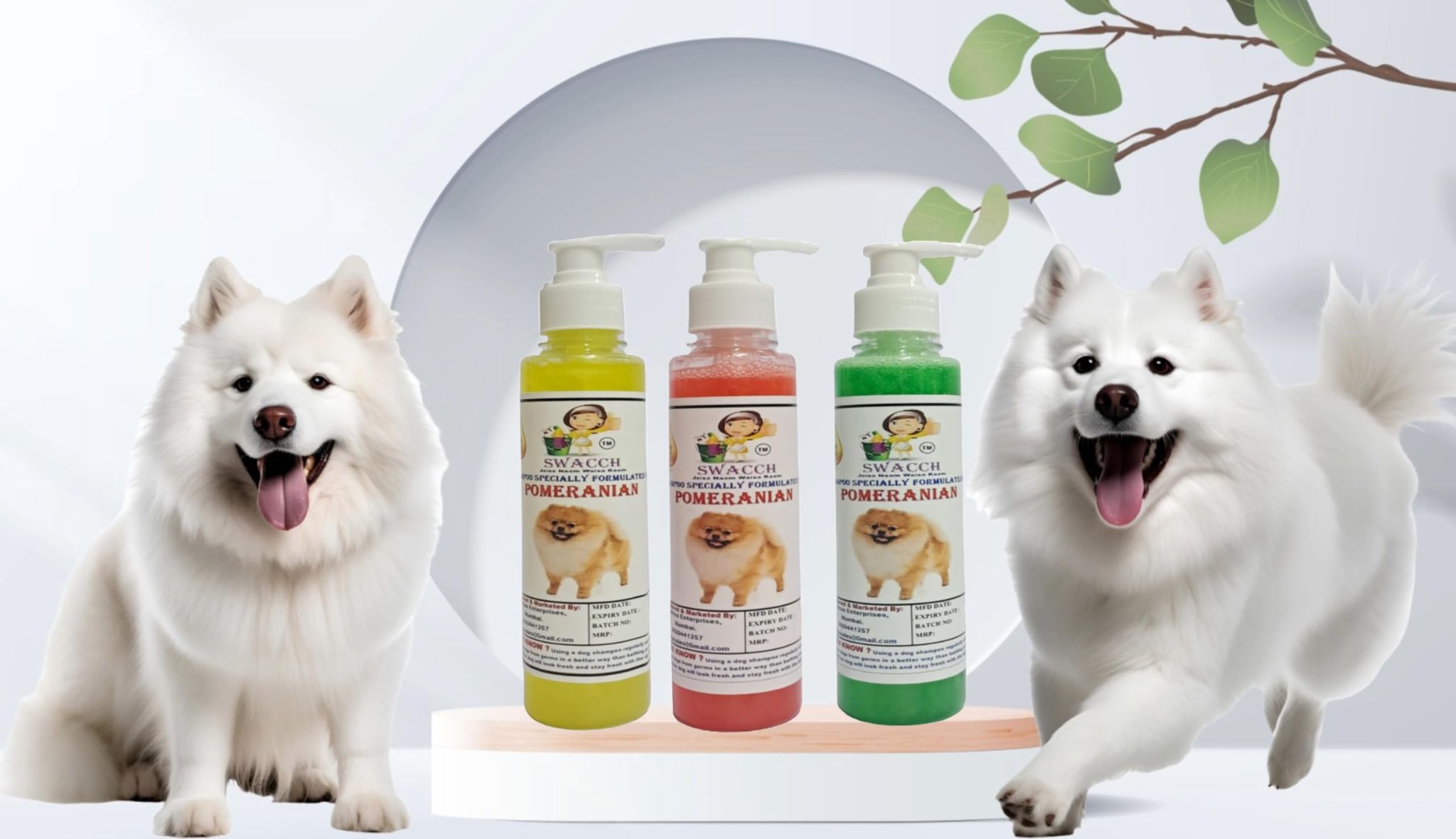 SWACCH Premium Shampoo for Pomeranian (200ML) (Combo Pack of 3) Lemon, Jasmine & NEEM ALOVERA