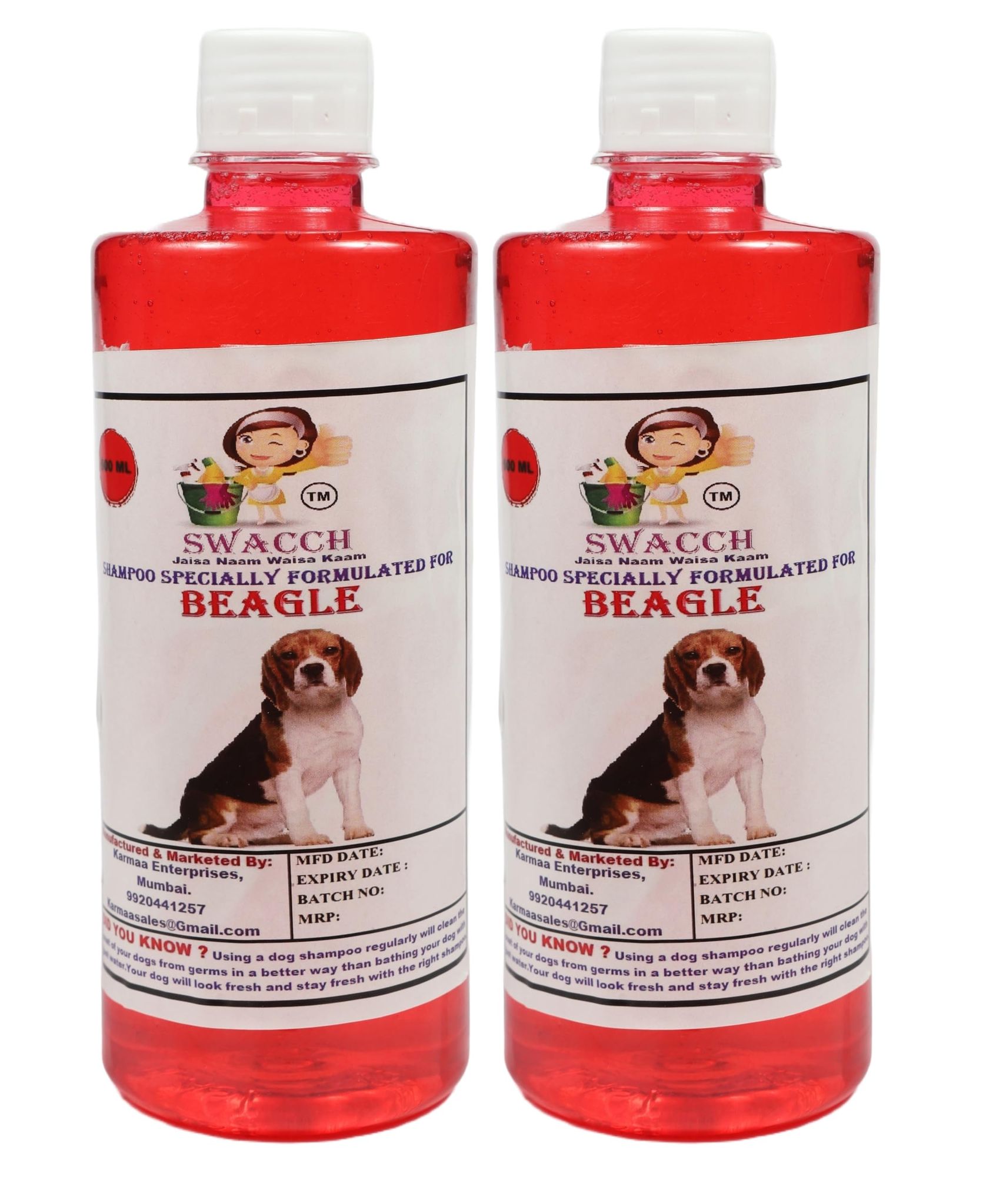 Swacch Shampoo Specially Formulated for Beagle (500ml) (Combo Pack of 2) Jasmine