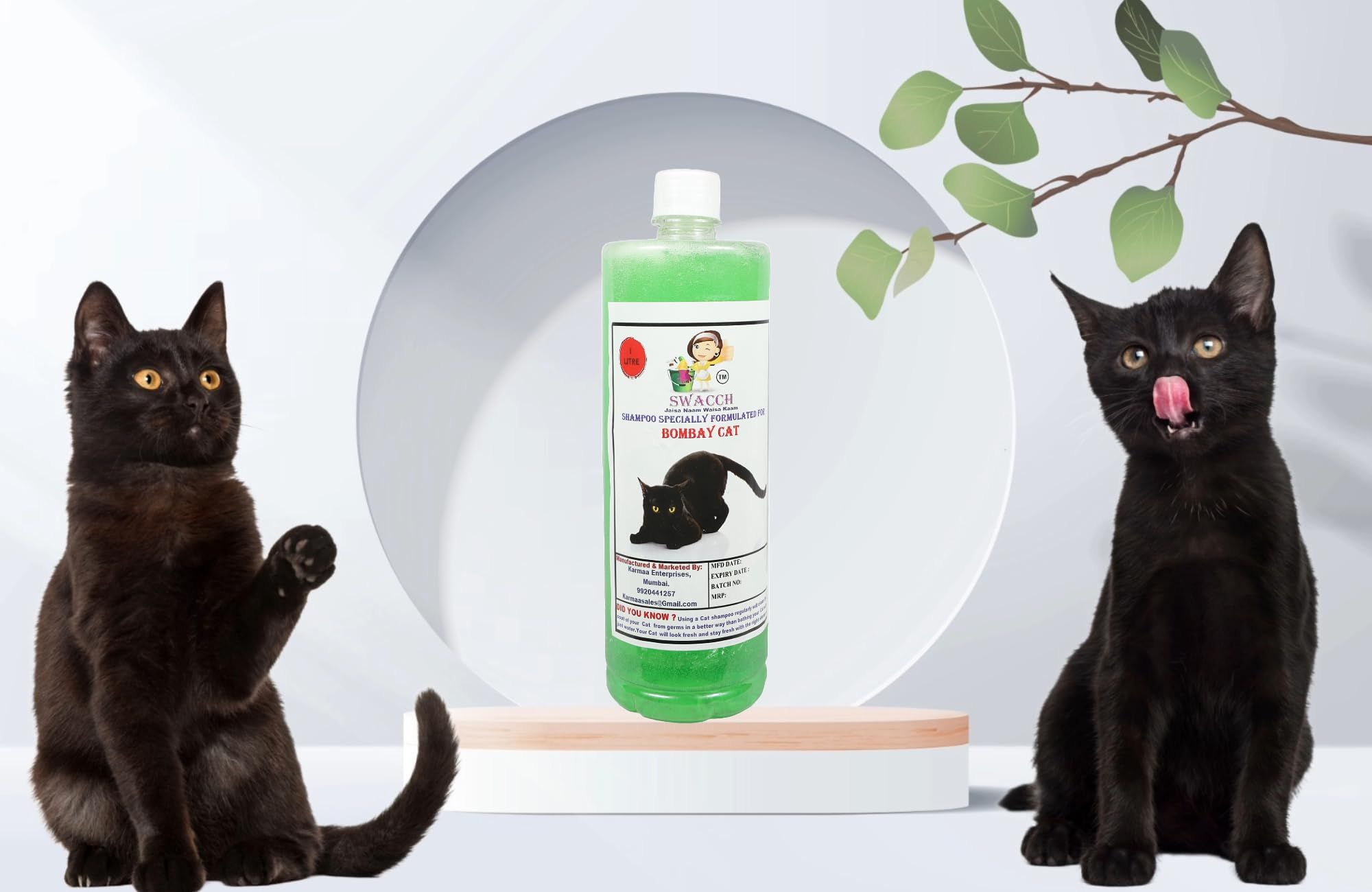 SWACCH Shampoo Specially FORMULATED for Bombay Cat (1 Litre) Neem Alovera