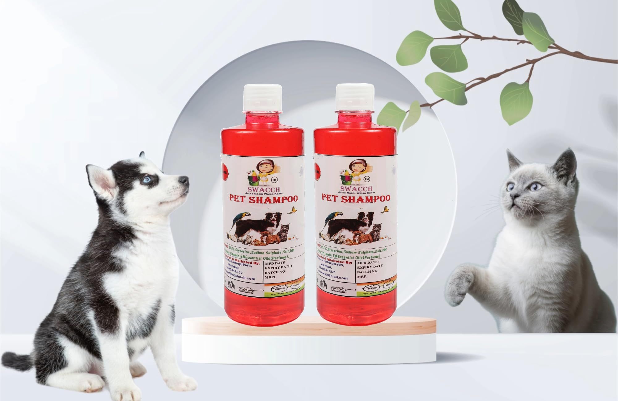 SWACCH PET Shampoo (500ML) (Pack of 2) Strawberry