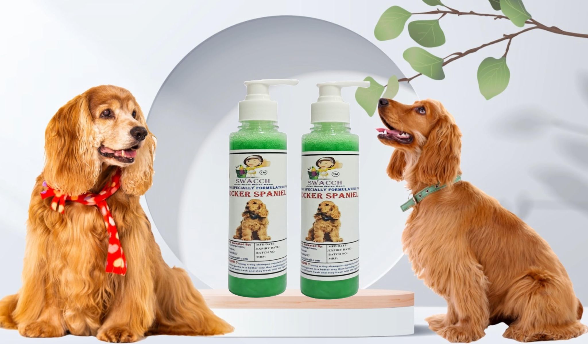 SWACCH Premium Shampoo for Cocker Spaniel (200ML) (Pack of 2) NEEM ALOVERA