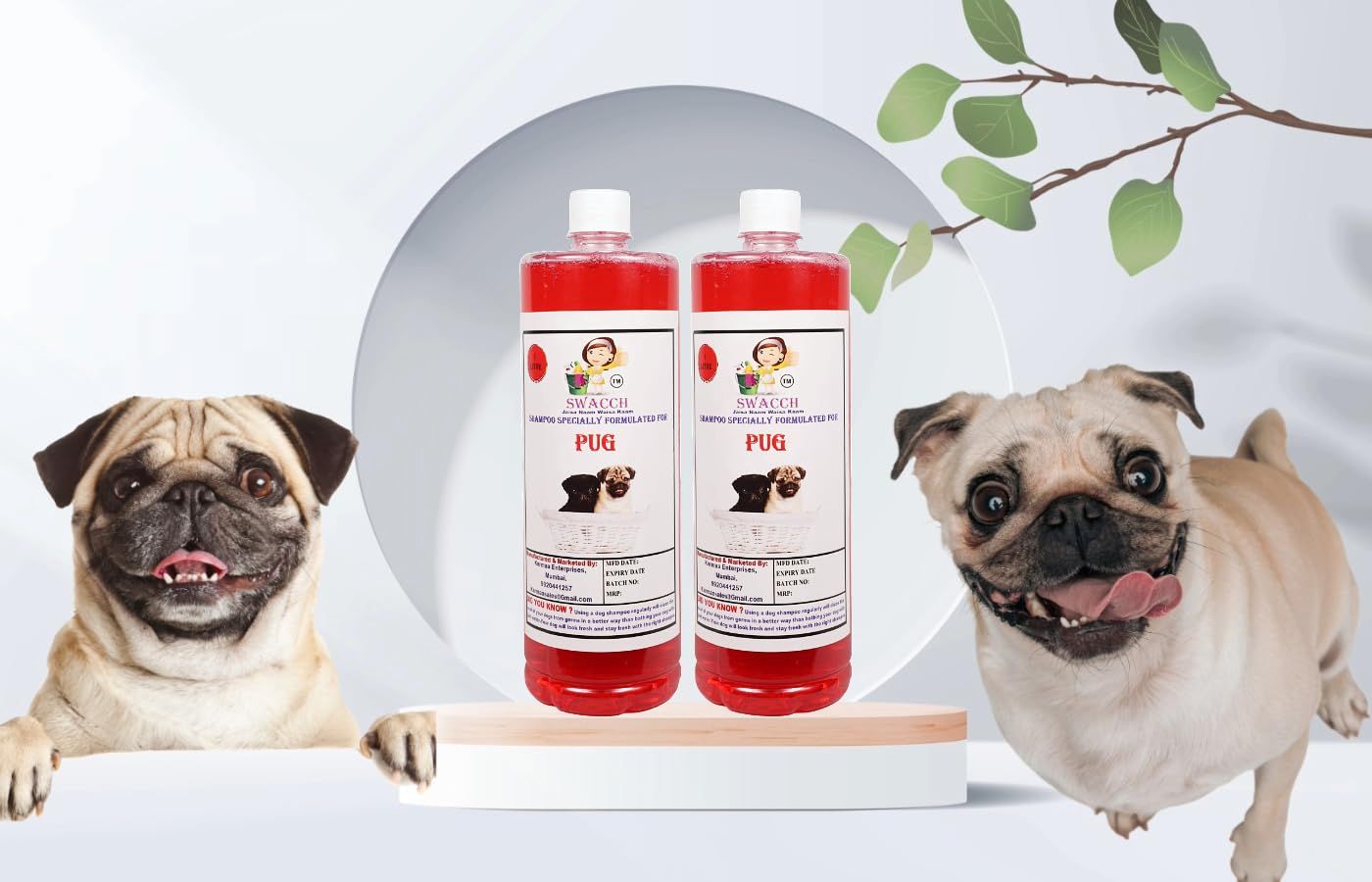 SWACCH Shampoo Specially FORMULATED for Pug (1 Litre) (Combo Pack of 2) Jasmine