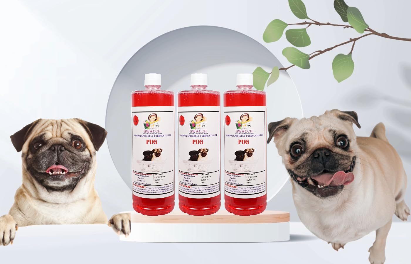 SWACCH Shampoo Specially FORMULATED for Pug (1 Litre) (Combo Pack of 3) Strawberry