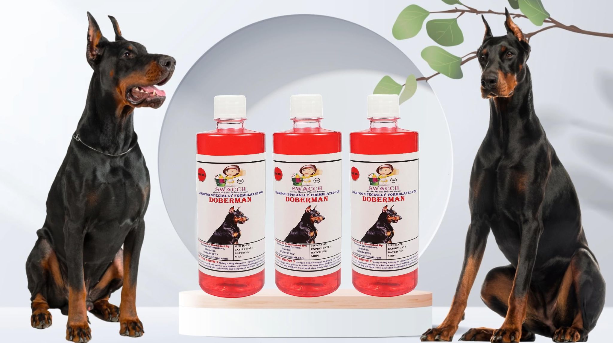 Swacch Shampoo Specially Formulated for Doberman (500ml) (Pack of 3) Strawberry