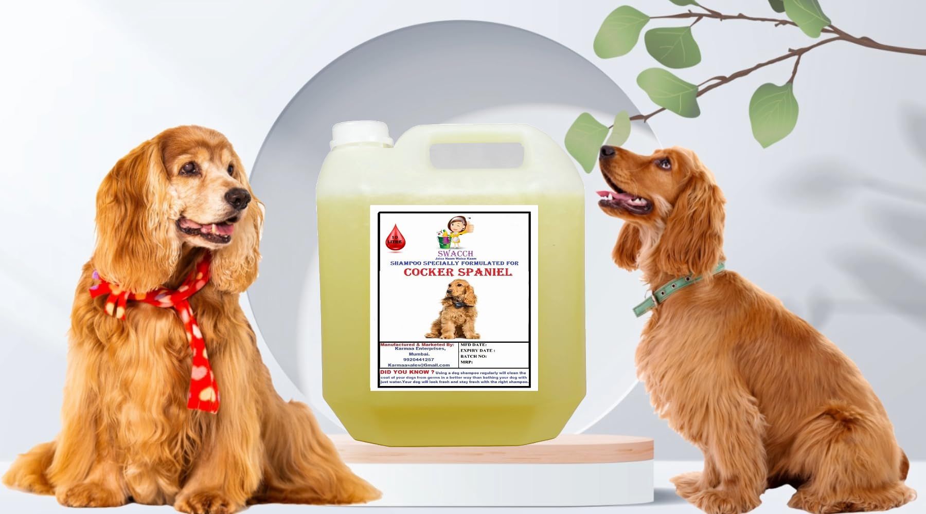 SWACCH Shampoo Specially FORMULATED for Cocker Spaniel (10 Litre) Lemon