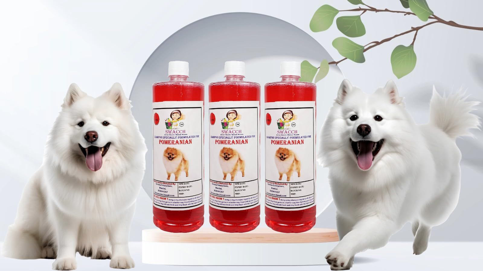 Swacch Shampoo Specially Formulated for Pomeranian (1 Litre) (Combo Pack of 3) Strawberry
