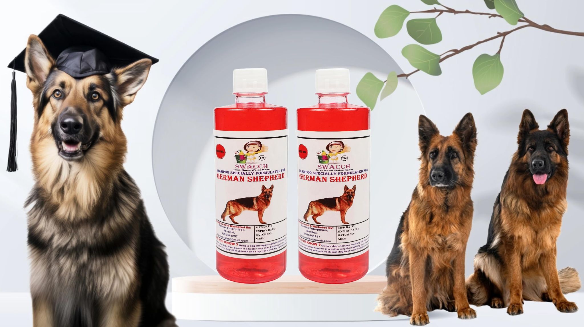 SWACCH Shampoo Specially FORMULATED for German Shepherd (500ML) (Combo Pack of 2) Jasmine