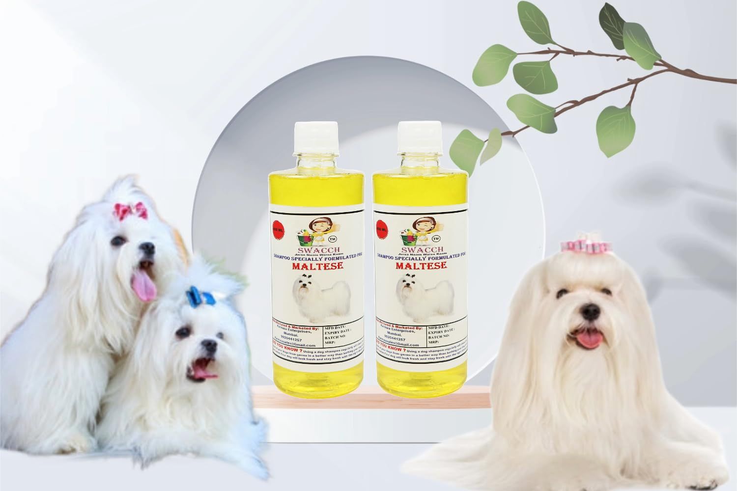 Swacch Shampoo Specially Formulated for Maltese (500ML) (Combo Pack 2) Lemon