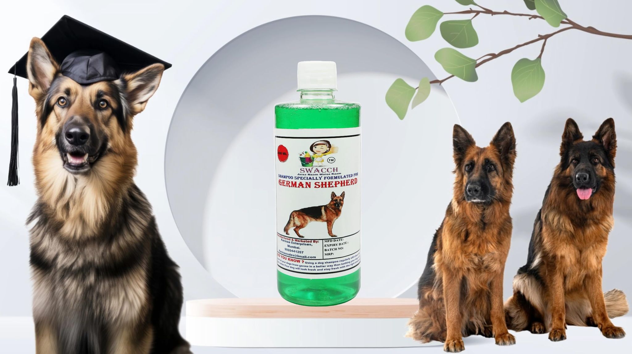 Swacch Shampoo Specially Formulated for German Shepherd (500ML) Neem Alovera