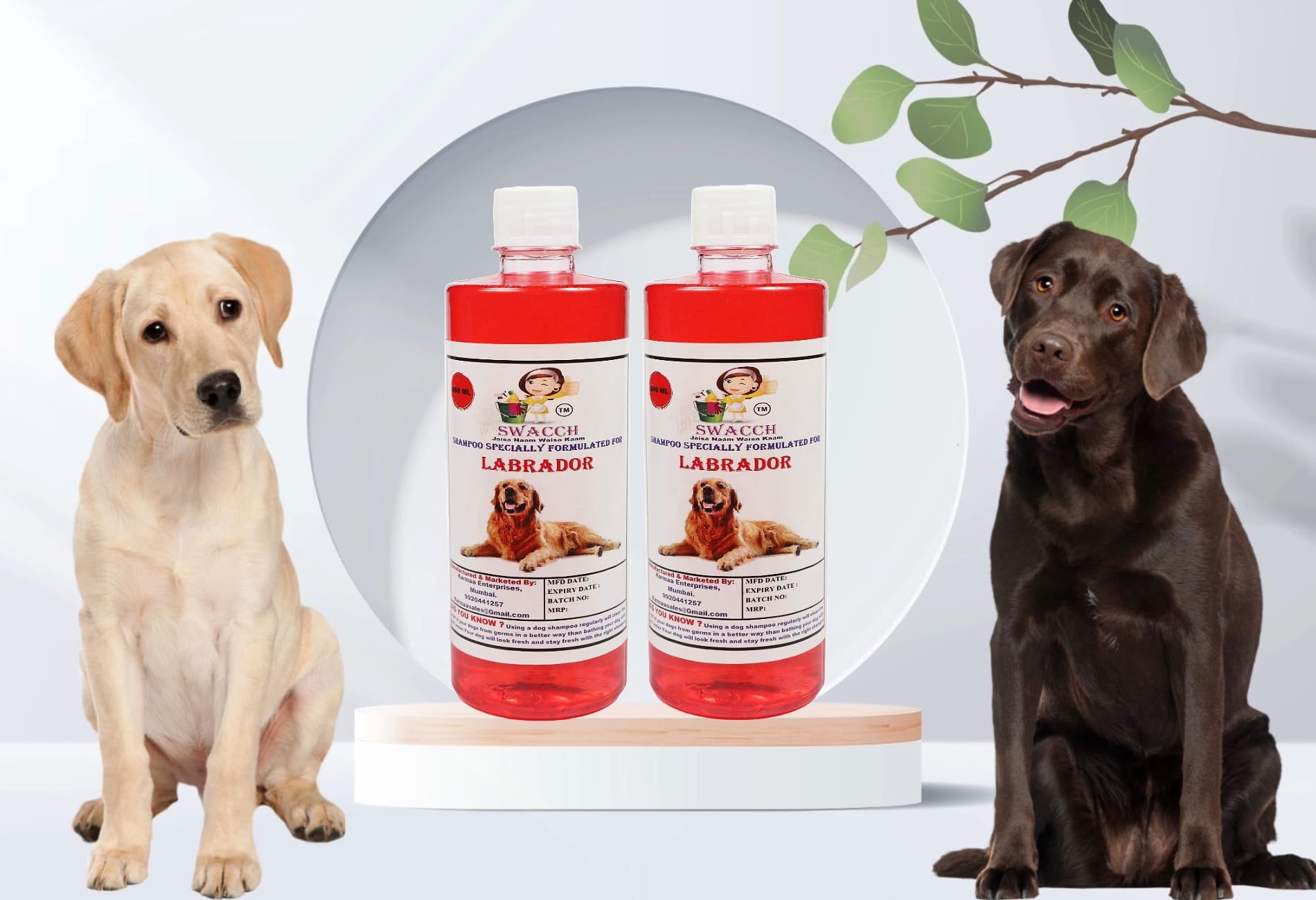 SWACCH Shampoo Specially FORMULATED for Labrador (500ML) (Pack of 2) Strawberry