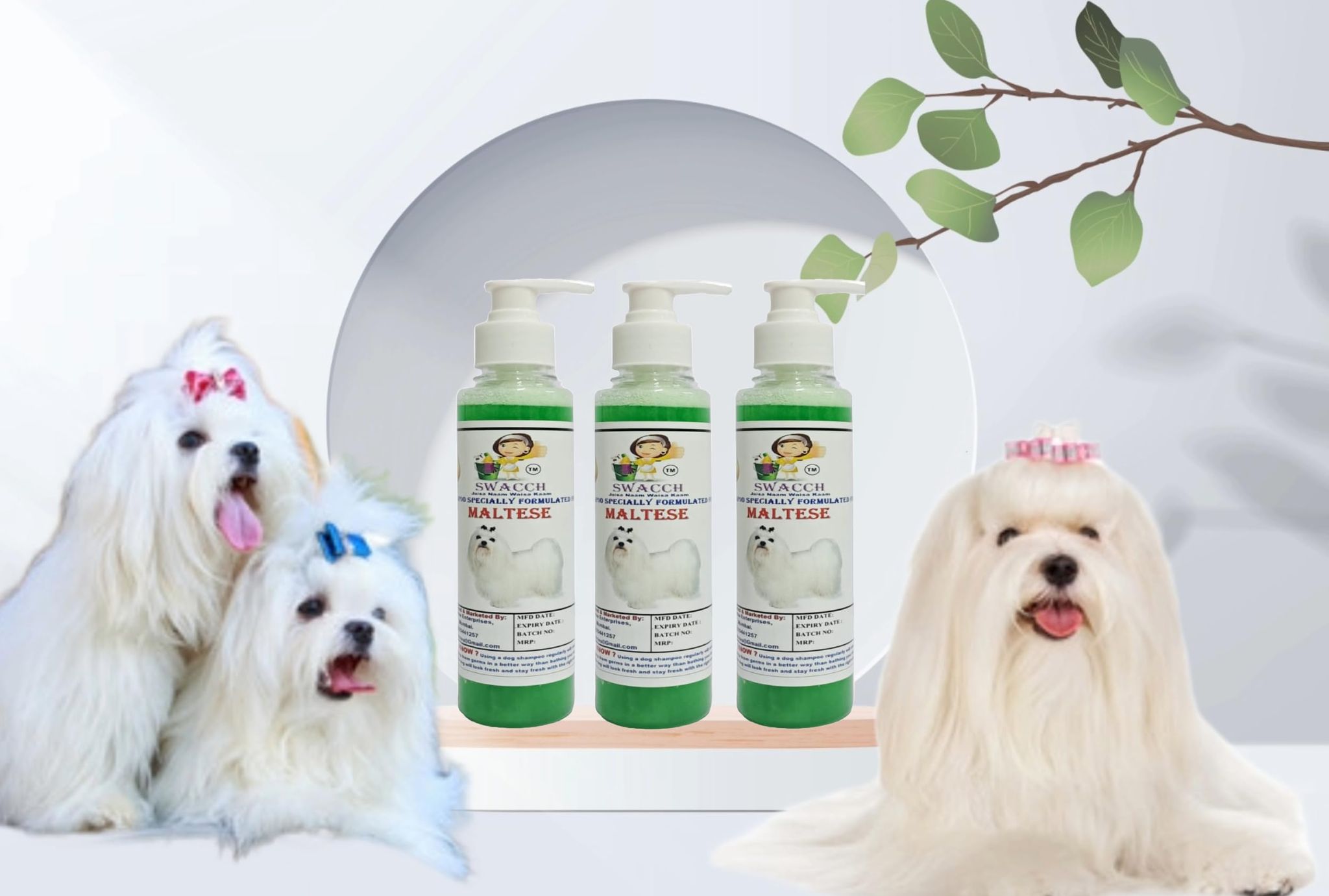 SWACCH Premium Shampoo for Maltese (200ML) (Pack of 3) NEEM ALOVERA