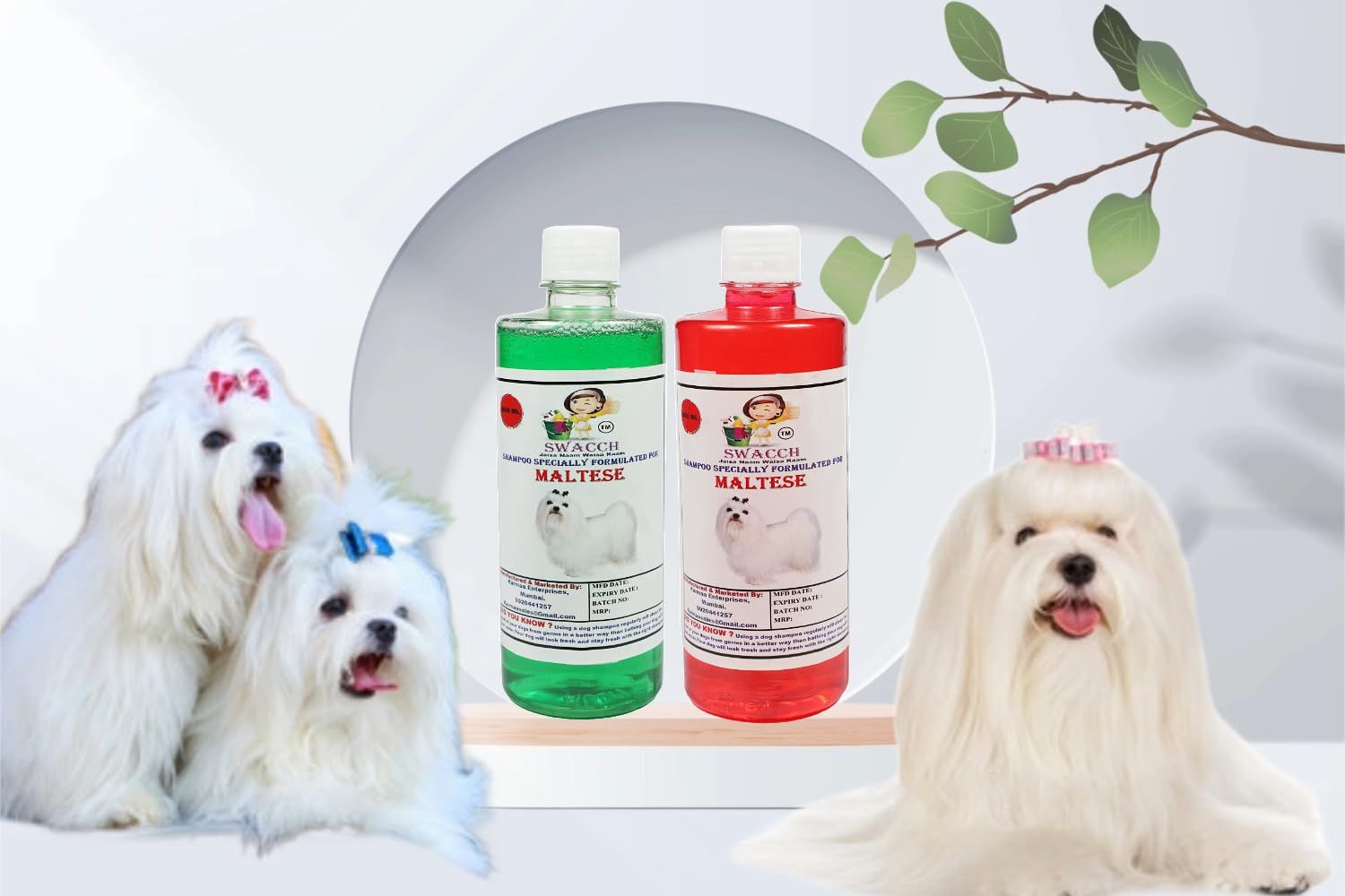 Swacch Shampoo Specially Formulated for Maltese (500ML) (Combo Pack of 2) Neem Alovera & Strawberry