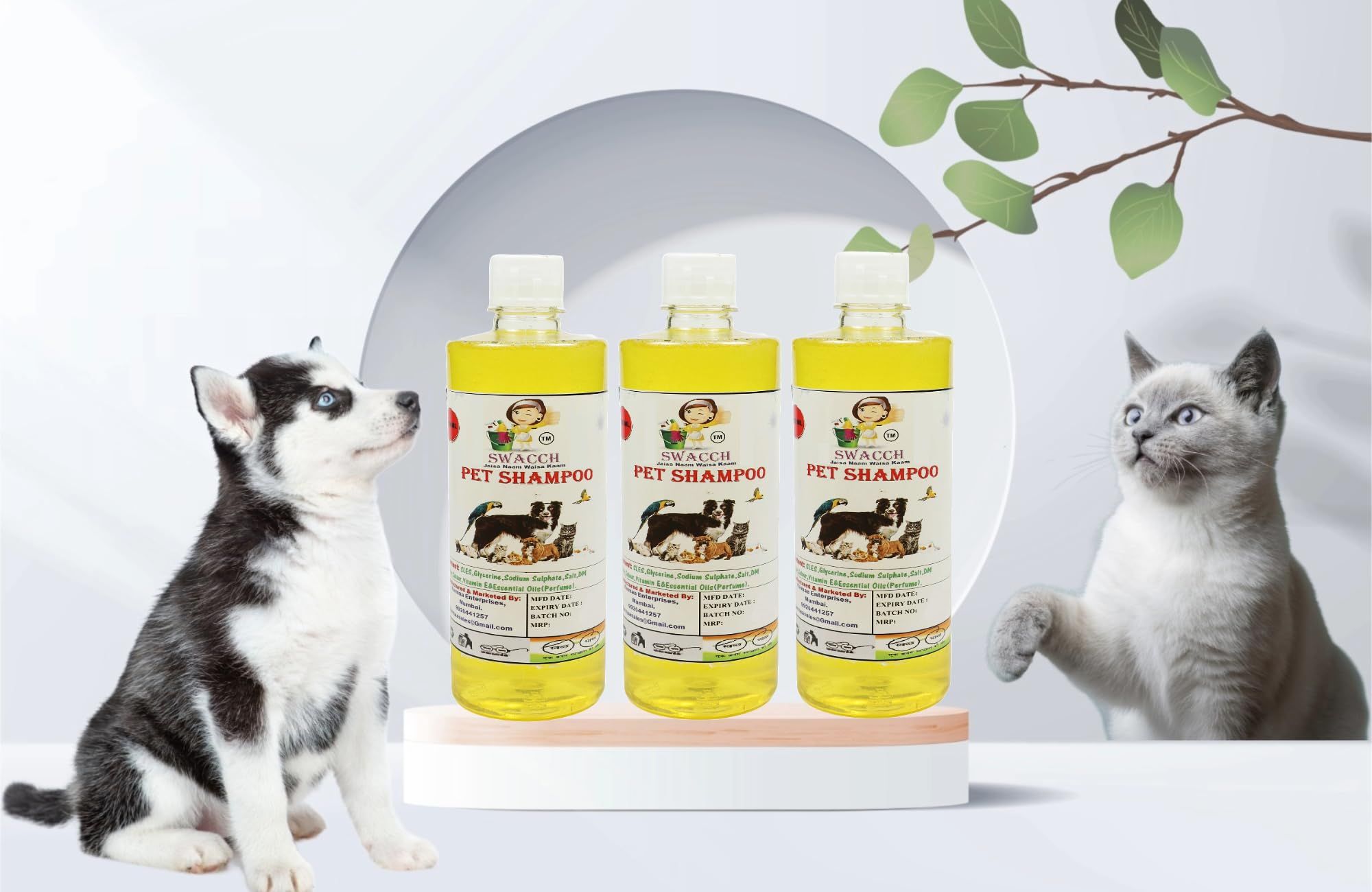 SWACCH PET Shampoo (500ML) (Pack of 3) Lemon