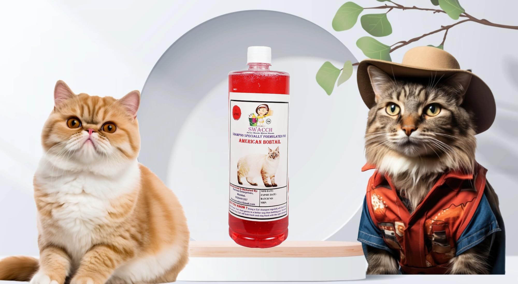 Swacch Shampoo Specially Formulated for American Bobtail (1 Litre) Strawberry