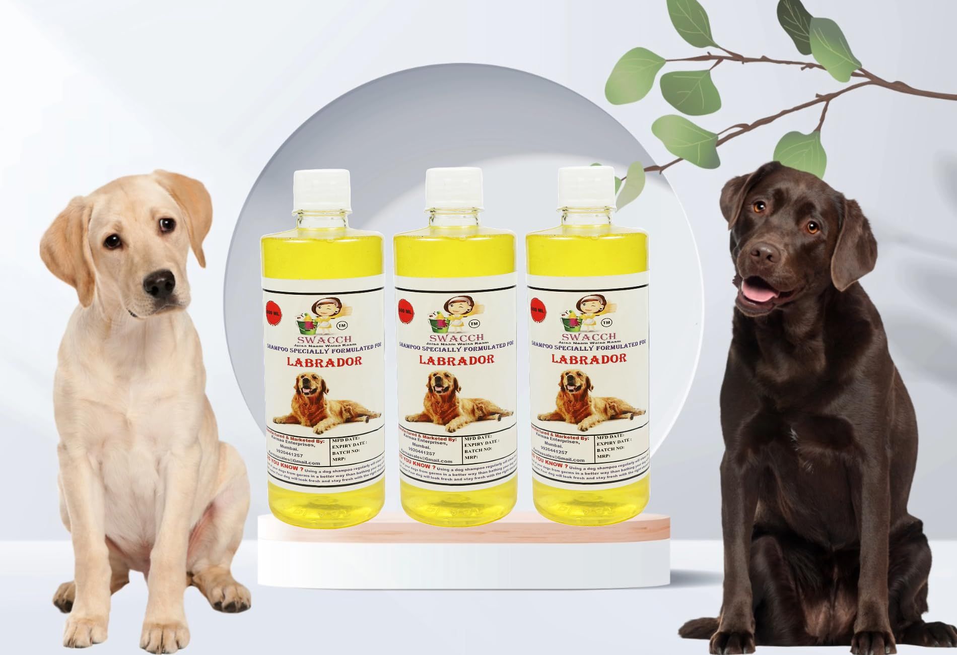 SWACCH Shampoo Specially FORMULATED for Labrador (500ML) (Pack of 3) Lemon