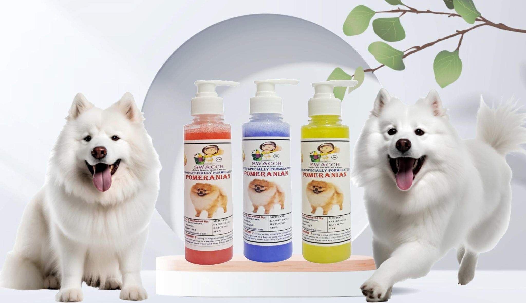 SWACCH Premium Shampoo for Pomeranian (200ML) (Combo Pack of 3) Strawberry, Lemon & Lavender