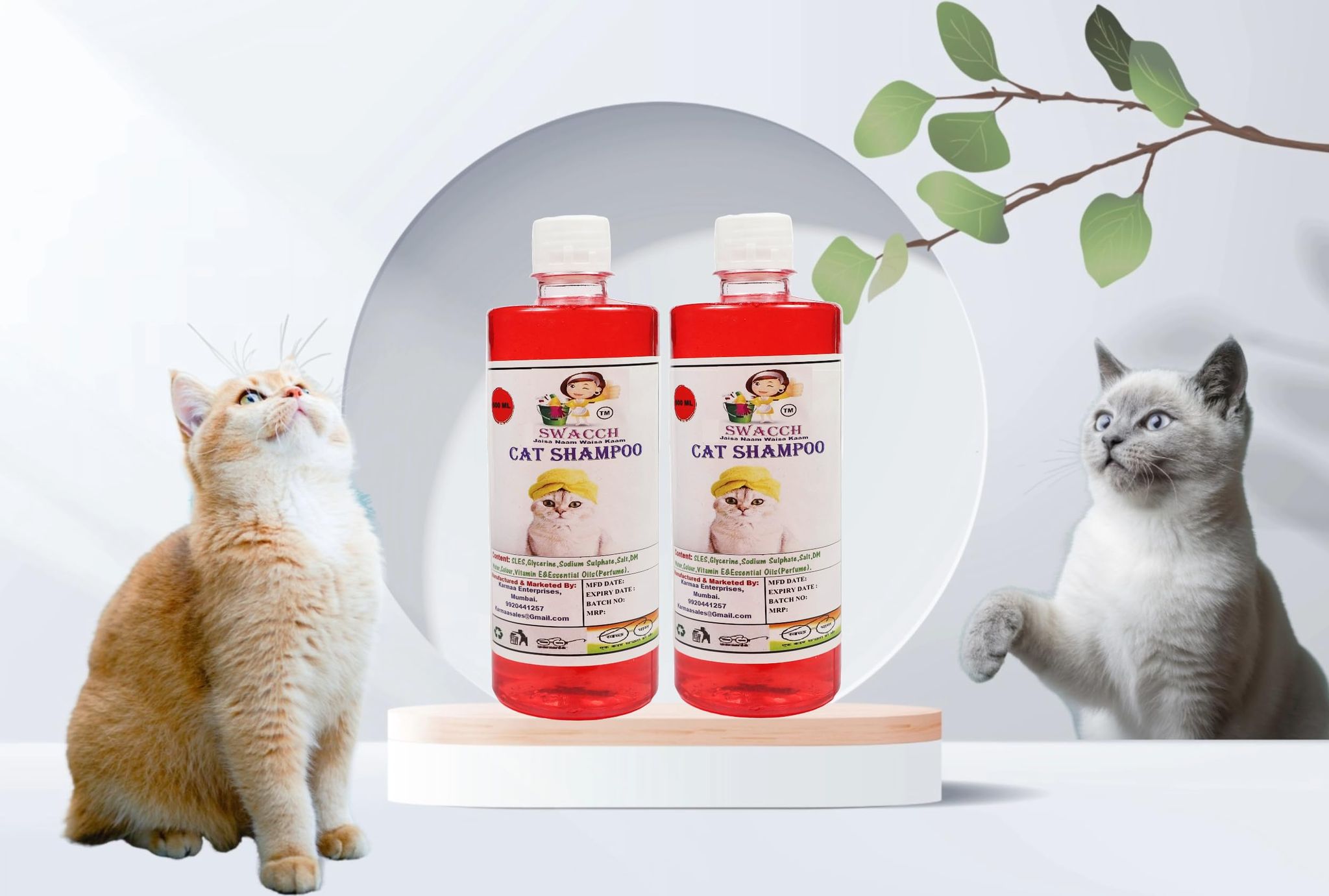 SWACCH CAT Shampoo (500ML) (Pack of 2) Jasmine