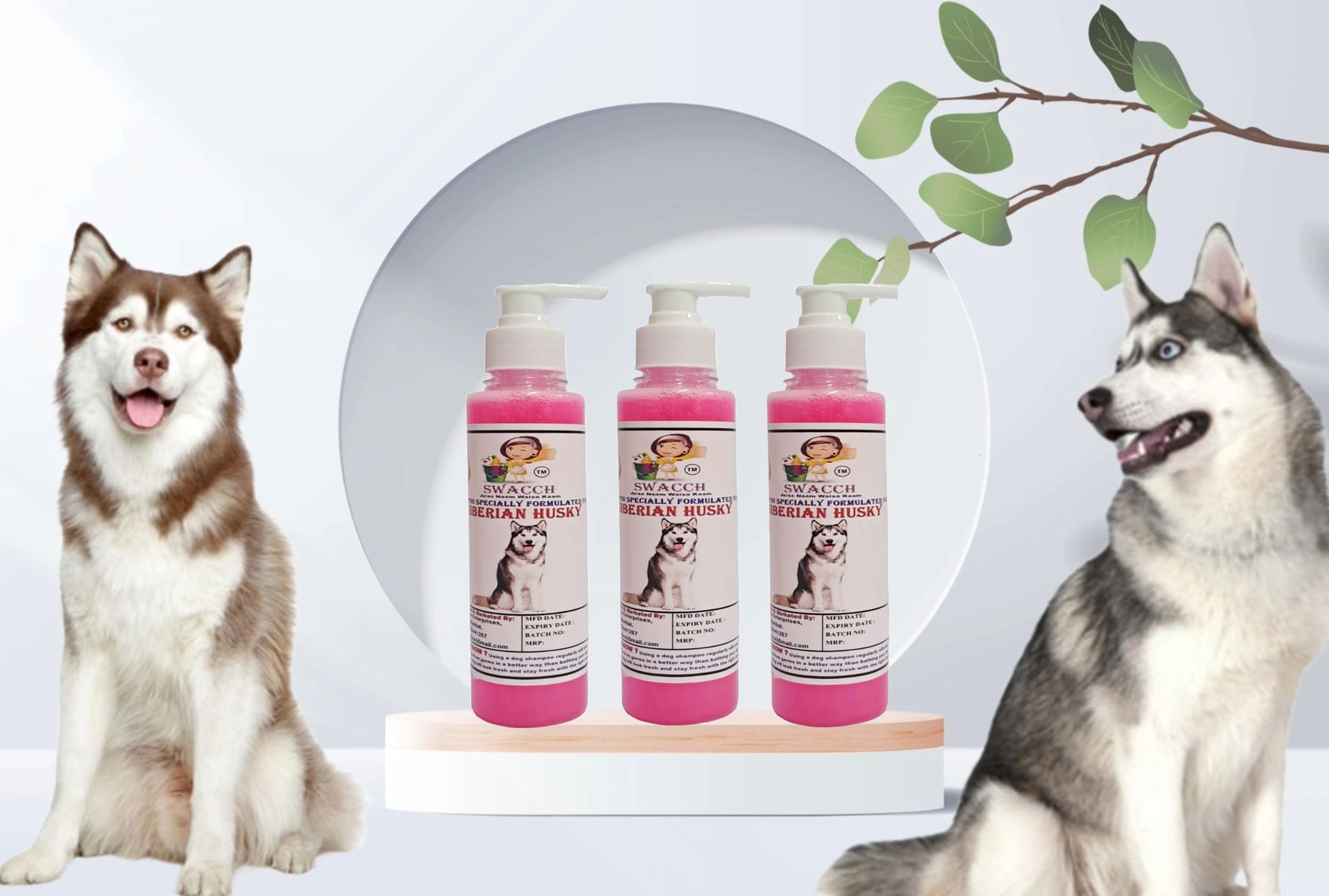 SWACCH Premium Shampoo for Siberian Husky (200ML) (Pack of 3) Rose