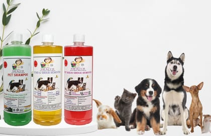 Swacch Pet Shampoo (Neem Alovera) + Deodorizer (Rose) + Stain Remover (Lemon) (1 Litre) (Combo Pack of 3) Swacch Pet Shampoo (Neem Alovera) + Deodorizer (Rose) + Stain Remover (Lemon) (1 Litre) (Combo Pack of 3)