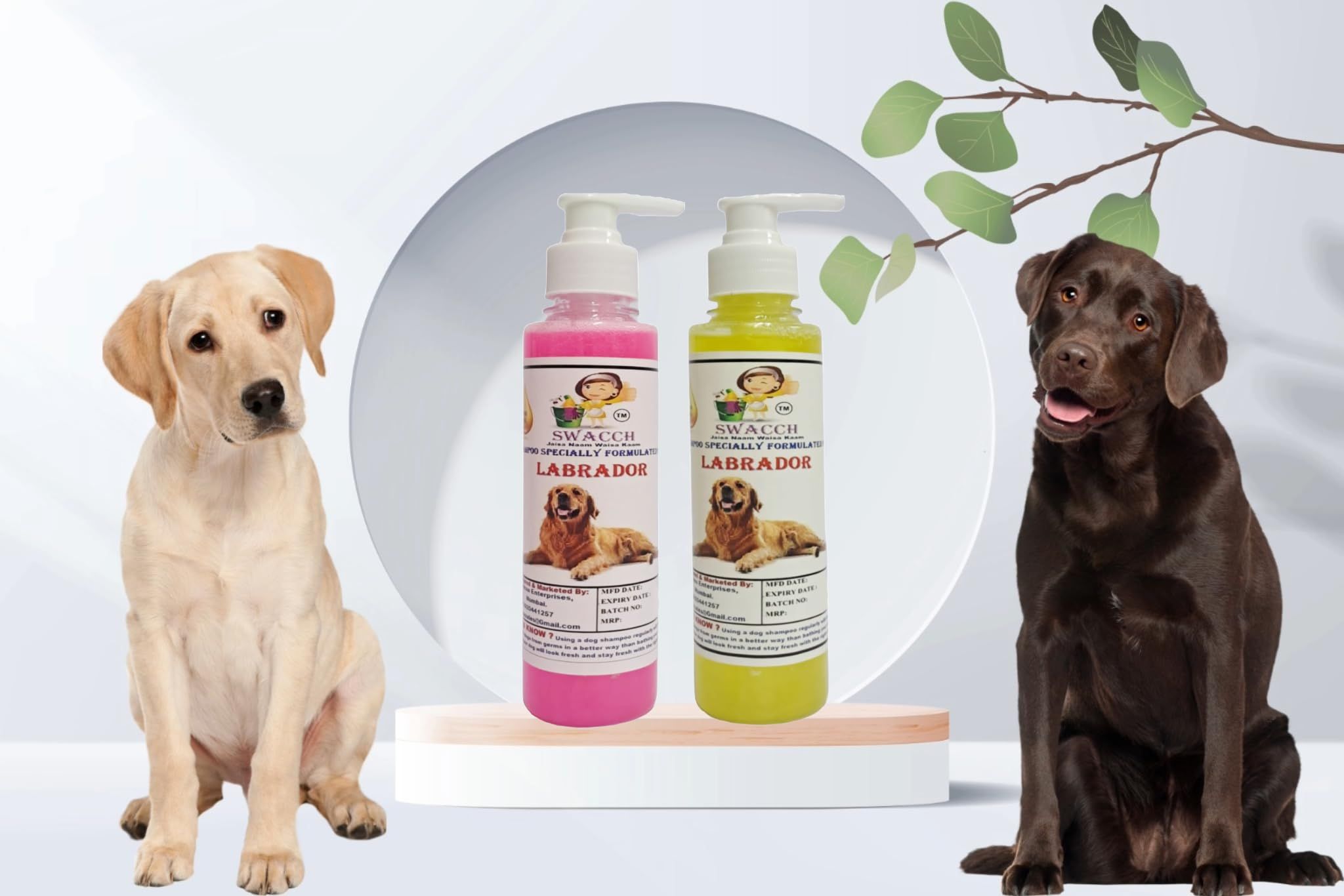 SWACCH Premium Shampoo for Labrador (200ML) (Combo Pack of 2) Rose & Lemon
