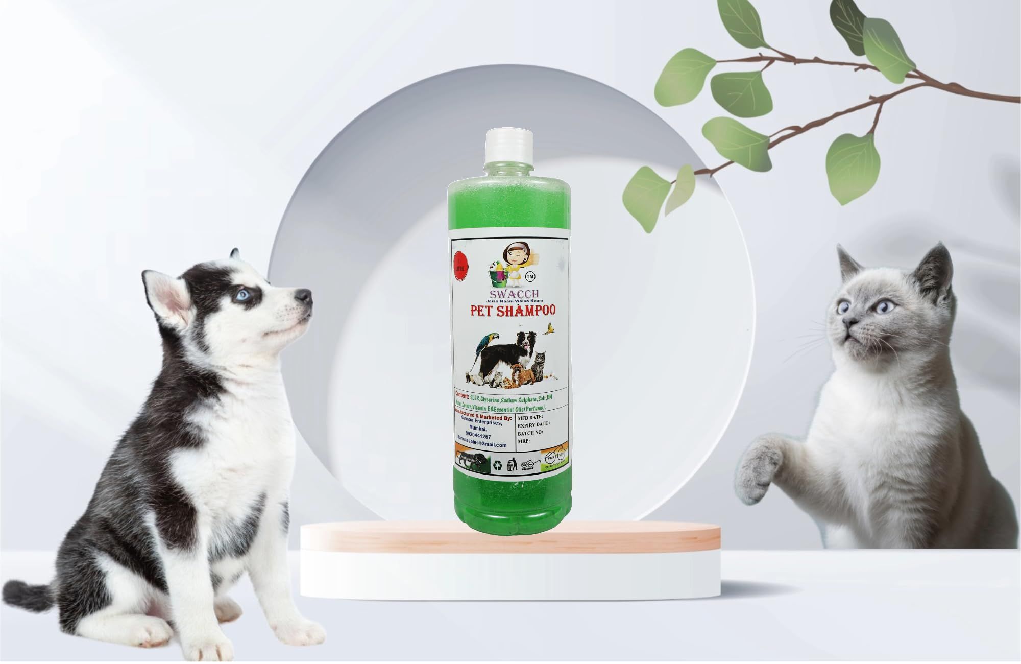 SWACCH PET Shampoo (1 Litre) NEEM ALOVERA