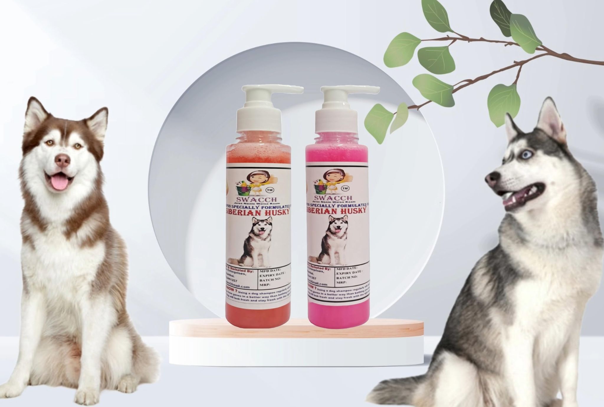SWACCH Premium Shampoo for Siberian Husky (200ML) (Combo Pack of 2) Strawberry & Rose