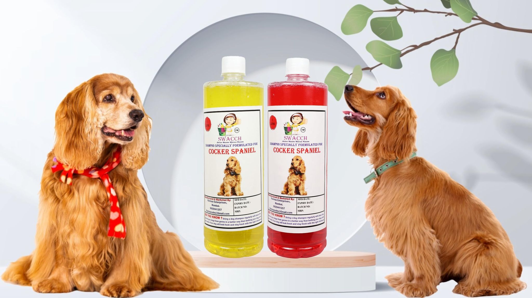 Swacch Shampoo Specially Formulated for Cocker Spaniel (1 Litre) (Combo Pack of 2) Lemon & Strawberry