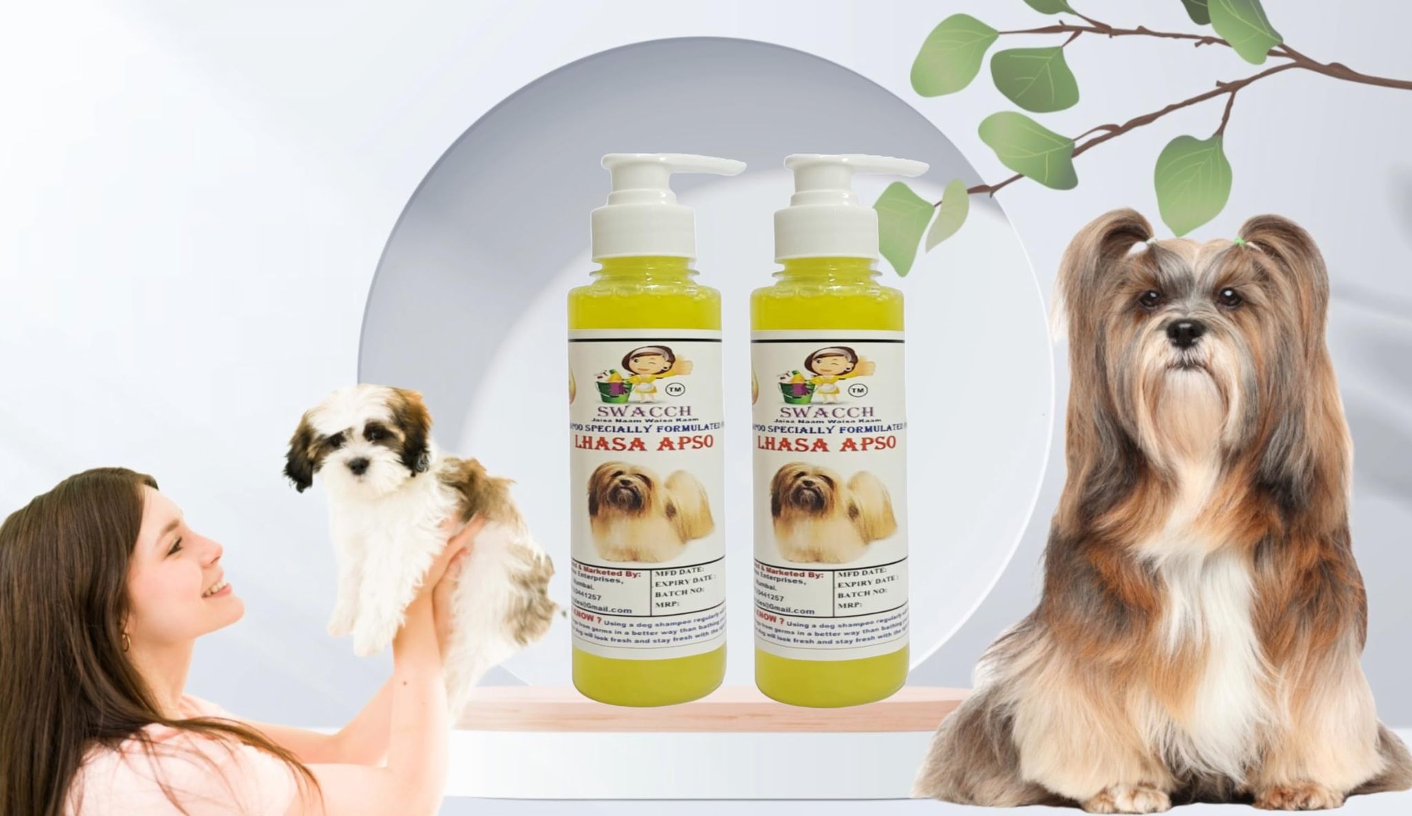 SWACCH Premium Shampoo for Lhasa APSO (200ML) (Pack of 2) Lemon