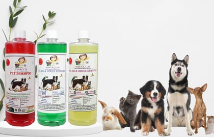 Swacch Pet Shampoo (Jasmine) + Deodorizer (Lemon) + Stain Remover (Mogra) (1 Litre) (Combo Pack of 3)