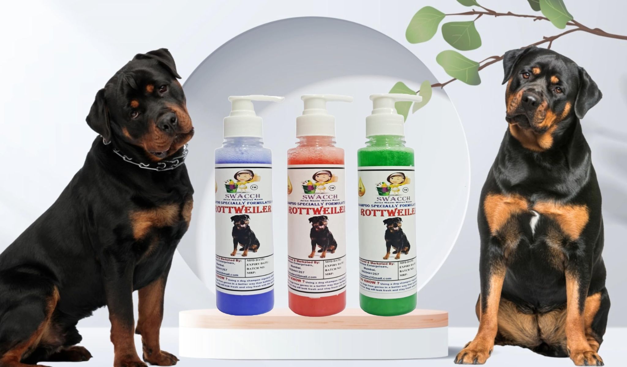SWACCH Premium Shampoo for Rottweiler (200ML) (Combo Pack of 3) Lavender, Jasmine & NEEM ALOVERA