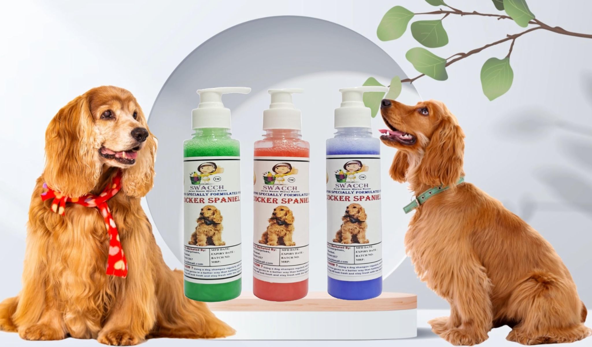 SWACCH Premium Shampoo for Cocker Spaniel (200ML) (Combo Pack of 3) NEEM ALOVERA, Strawberry & Lavender